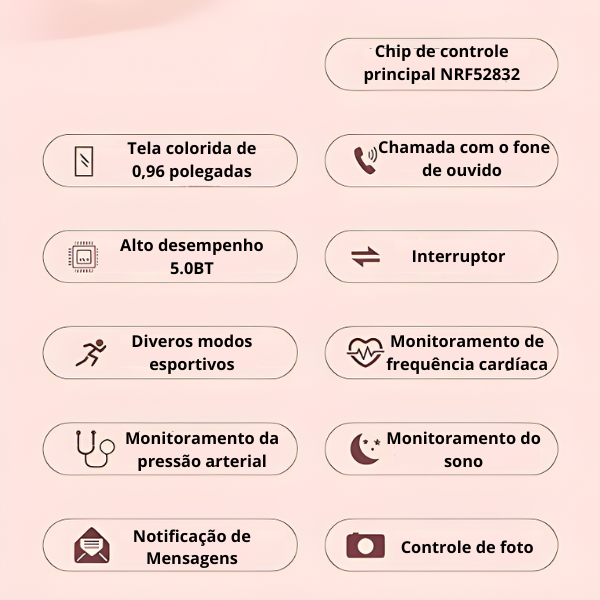 Smartwatch Relógio inteligente Fone Bluetooth 2 em 1 N8 RS