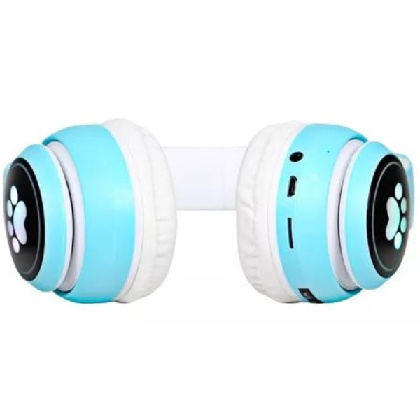 Fone Bluetooth Orelha De Gato Led Colorido (AZUL)