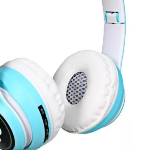 Fone Bluetooth Orelha De Gato Led Colorido (AZUL)