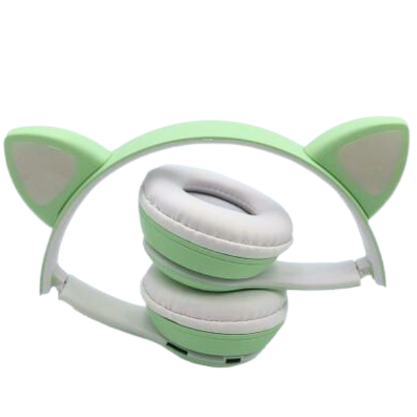 Fone Bluetooth Orelha De Gato Led Colorido (VERDE)