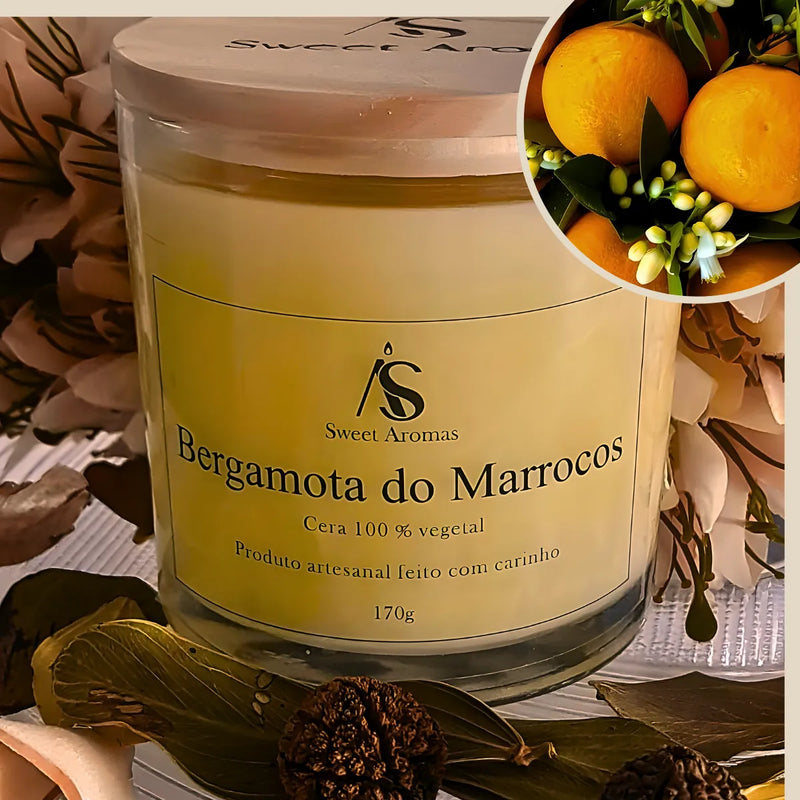 Vela Aromatica Artesanal Perfumada - Bergamota do Marrocos