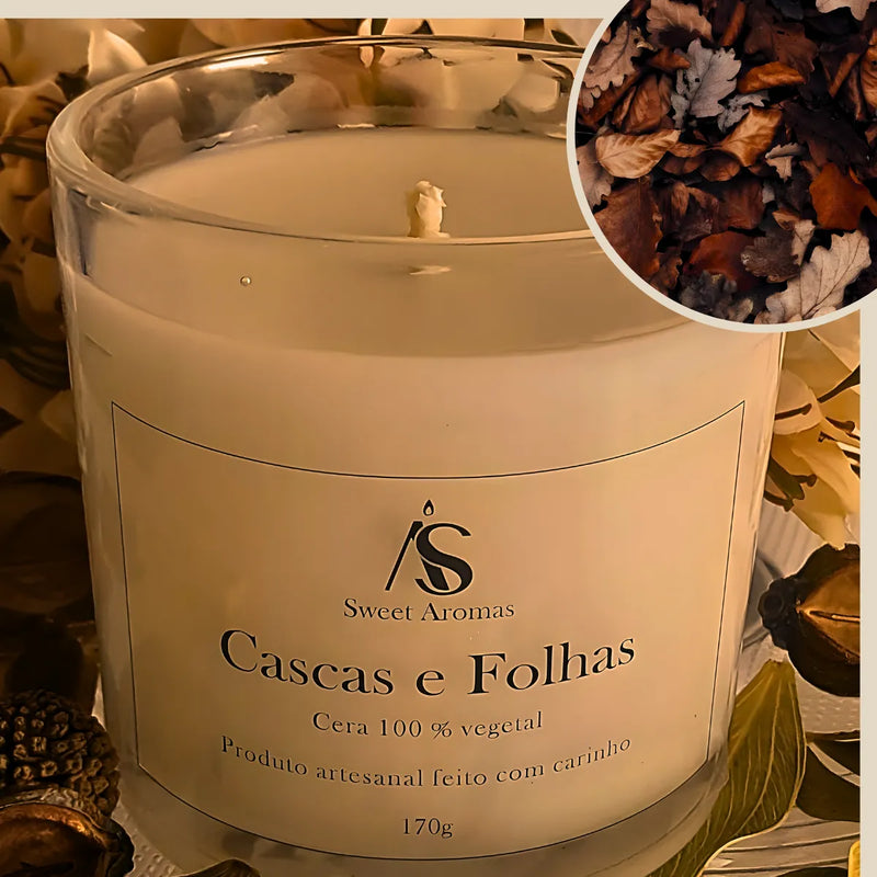 Vela Aromatica Artesanal Perfumada - Cascas e Folhas