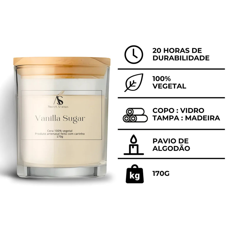 Vela Aromatica Artesanal Perfumada - Vanilla Sugar