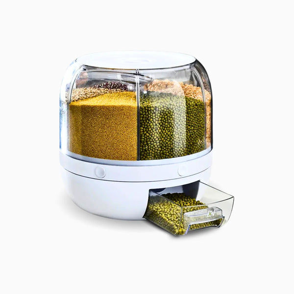 Dispenser de Alimentos Grãos Giratório com 6 Divisões