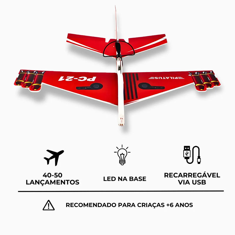 Avião Planador com Motor a Bateria Recarregável