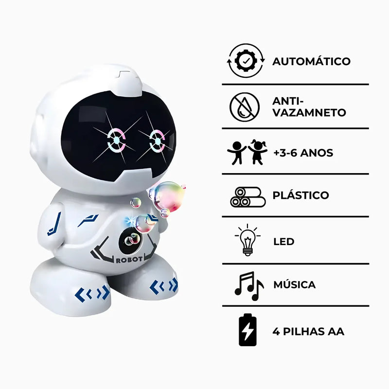 Mini Robô que Solta Bolhas de Sabão Automaticamente