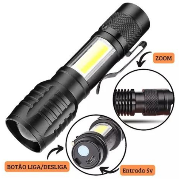 Lanterna Recarregável Luz Negra Uv Resistente a Água